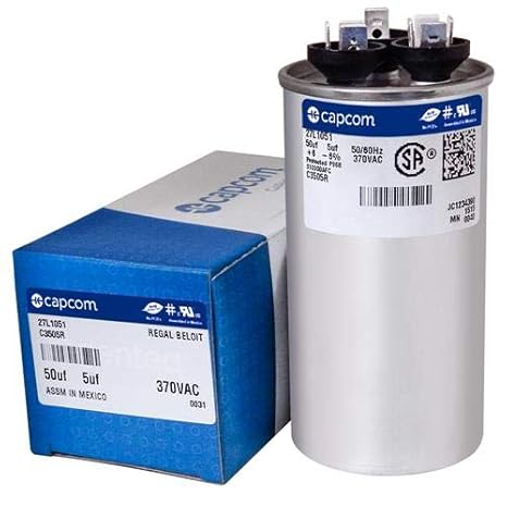 97F9970 - 50 + 5 uf MFD 370 Volt VAC - GE Round Dual Run Capacitor Upgrade