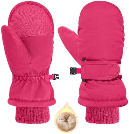 Kids Winter Snow Mittens for Little Girls Boys Thermal Warm Thick Fleece Waterproof Ski Gloves for Cold Weather