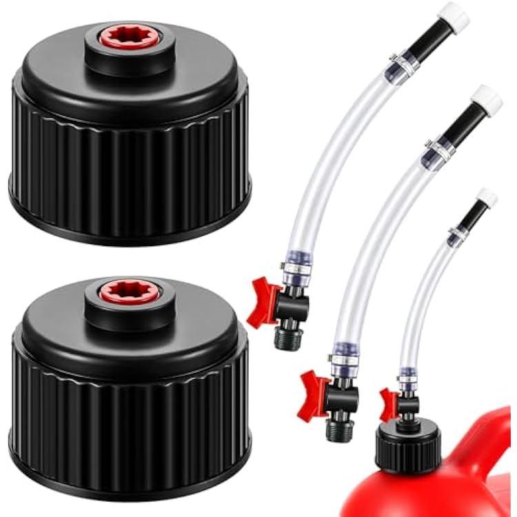 Fabbay 4 Pieces Racing Fuel Jug Cap Racing Fuels Filler Hose 5 Gallon Gas Can Cap with Hose Kits for Gasoline 5 Gallon Container Tank Gas Jug ReplacementElegant Style