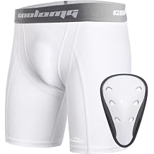 COOLOMG Youth Boys Compression Shorts with Protective Cup Athletic Sports Underwear for Baseball Football Lacrosse Hockey