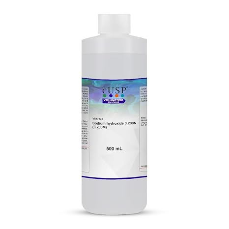 Sodium Hydroxide Solution 0.200N (0.200M) - 500mL | Lab-Grade NaOH Standard Solution for Titration & Testing
