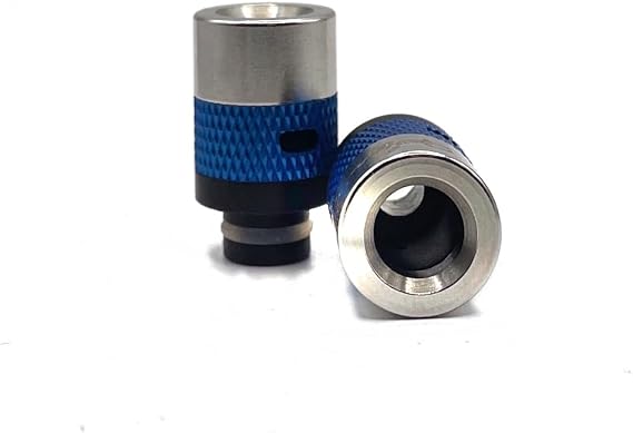 2-Pack Adjustable Airflow 510 Drip Tips – Silver & Blue Mouthpiece Set – Universal Fit for 510