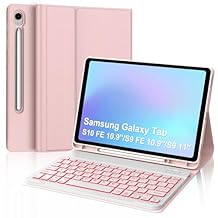 Keyboard Case for Samsung Galaxy Tab S10 FE 10.9 Inch 2025/ S9 11 Inch 2023/S9 FE 10.9 Inch 2023/ S9 11 Inch 2023, 7 Colors Backlit, Magnetic Detachable Wireless Bluetooth with S-Pen Holder,Rose Pink
