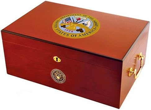 Cuban Crafters U.S. Army American Emblems Cherry Humidor, 120 Count