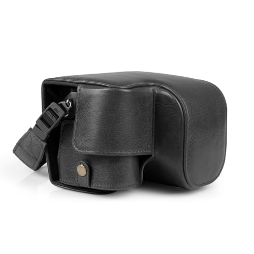 Mega Gear Genuine Leather Camera Case for Sony Alpha a6700 16-50mm - Stylish and Protective - Black