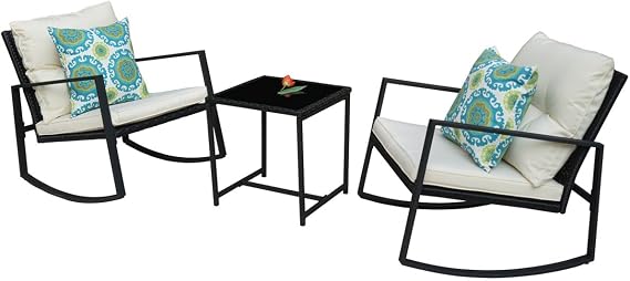 Kozyard 3 Piece Outdoor Rocking Chairs Patio Bistro Set