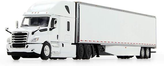 First Gear 1/64 Scale Diecast Collectible White/White Freightliner New Cascadia High-Roof Sleeper with 53' Utility Trailer with Skirts (60-0744)