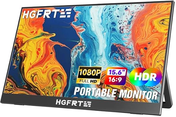 Portable Monitor 15.6inch - 1080P FHD USB-C HDMI Computer Display HDR IPS Gaming Monitor, 180Kickstand & Speakers, Plug&Play, VESA, Second External Screen for Laptop PC MAC Phone Game