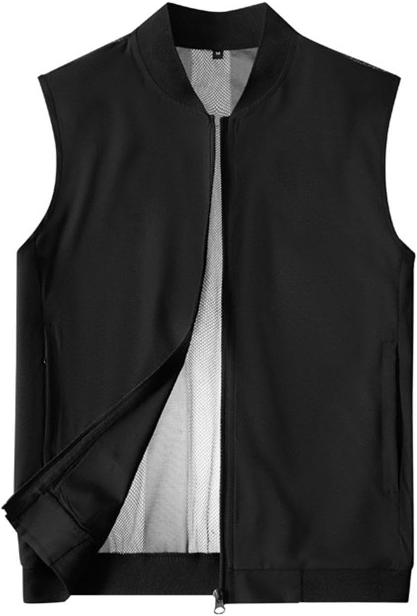 Mens Casual Zipper Vests Lightweight Outdoor Athletic Fishing Travel Vests Workout Sleeveless Jackets