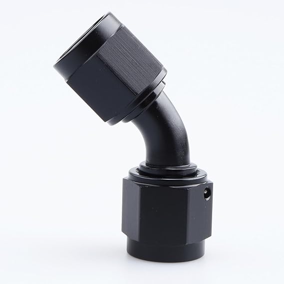 AC PERFORMANCE -6 AN Female to -6 AN Female 45 Degree Swivel Coupler Union Fitting Adapter Aluminum Black