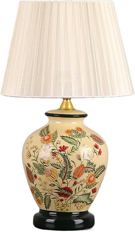 Modern Chinese Style Ceramics Table Lamp Large Oriental Ceramic Light Body Cloth Lampshade E27 Button Switch Table Lamp Living Room Study Ceramic Table Lamp Bedroom Bedside Table Lamp Change for the