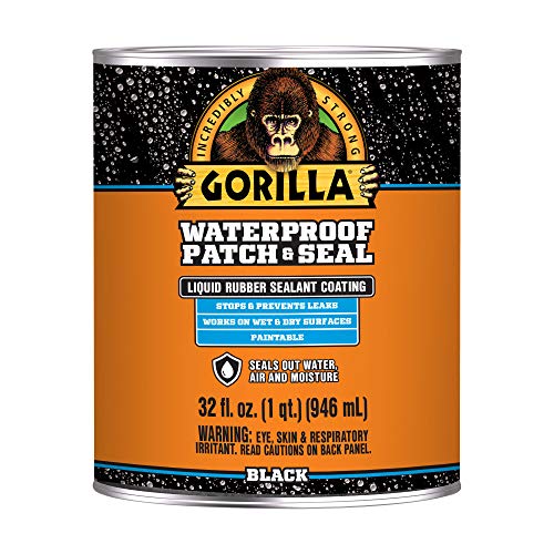 Gorilla Patch & Seal Liquid Rubber Waterproof Sealant, Black, 32 Ounce Pack of 1 - Seals Out Water, Air, and Moisture