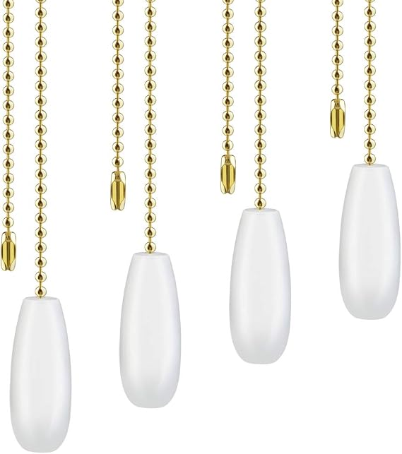 Topbuti 4 Pack Ceiling Fan Chain Pulls Wooden Pull Chain Extension for Ceiling Light Fan Chain Lamp (White Color)