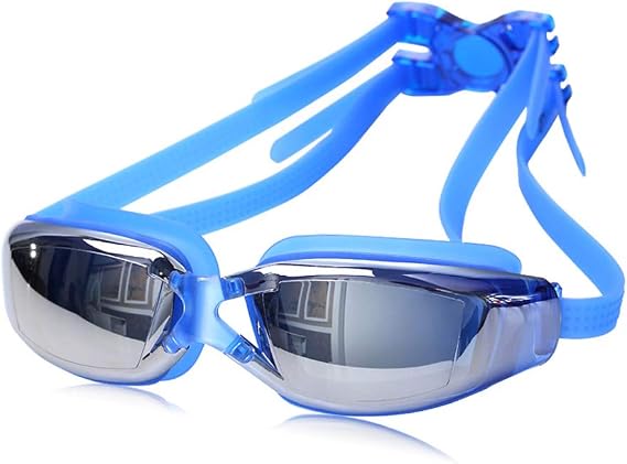 Unisex Swimming Goggles - UV 400 Mirrored Swim Glasses, Anti Fog No Leaking Wide View Pool Eyeglass for Men Women