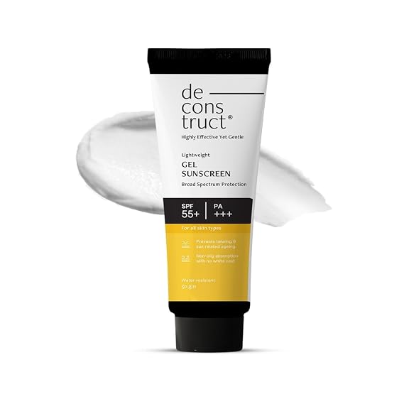 Deconstruct Face Gel Sunscreen SPF 50 + and PA+++ | Gel based sunscreen for oily, combination skin, normal skin | Broad spectrum sunscreen, No White Cast, Lightweight - 50g