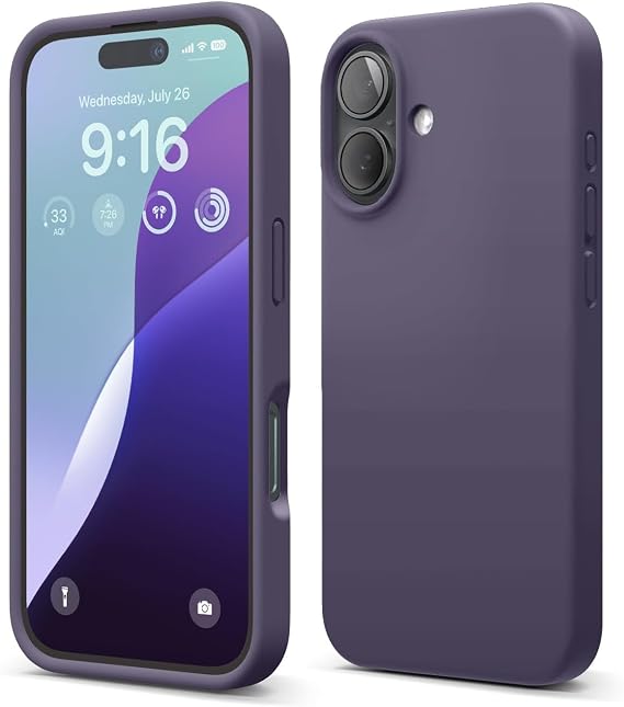 Apple iPhone 16 Compatible Custom Silky Touch Feeling Soft Velvet Launch Silicone Case Cover (Deep Purple) Inside
