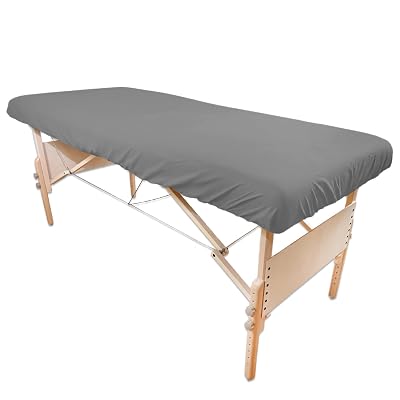 Tranquility Microfiber Massage Table Fitted Sheets by Body Linen- Lightweight, Durable Fitted Sheets For Massage Table & Spa. Wrinkle Free, Secure Fitting, Soft & No Pilling Gray, 1 Pack