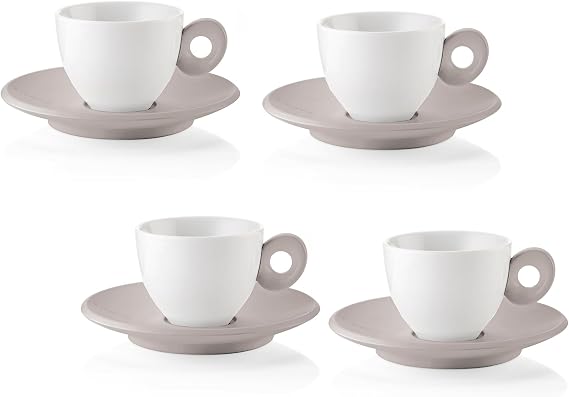 Guzzini - EVERYDAY 081701158 Set of 4 Coffee Cups with Saucer Taupe