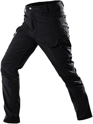 Mens Hiking Pants Winter Waterproof Softshell Fleece Lined Snow Ski Cargo Pants