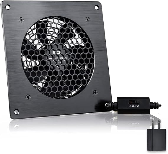 USB Cabinet 120MM Fan Quiet Cooling Fan System 6" with Speed Control, for Home Theater AV Cabinets