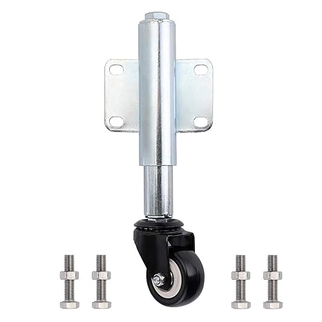Skelang 2" Spring Loaded Gate Caster, Retractable 2-1/2" Swivel Wheel for Garden Wooden Gate, Yard Fence
