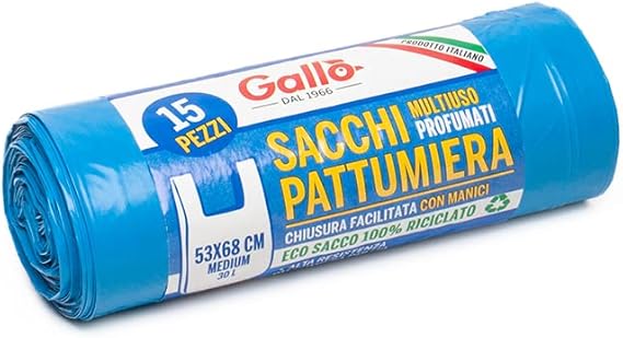 Gallo Rubbish Bags, Recycled Plastic, Blue, 53x68 cm 30Lt Medium