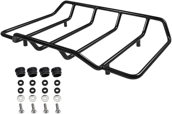 Benlari Black Air Wing Tour Pack Luggage Rack Trunk Top Rack Motorcycle Trunk Rail Rack Compatible for Harley Touring Street Glide Electra Glide Road Glide Road King Ultra Limited 1984-2024
