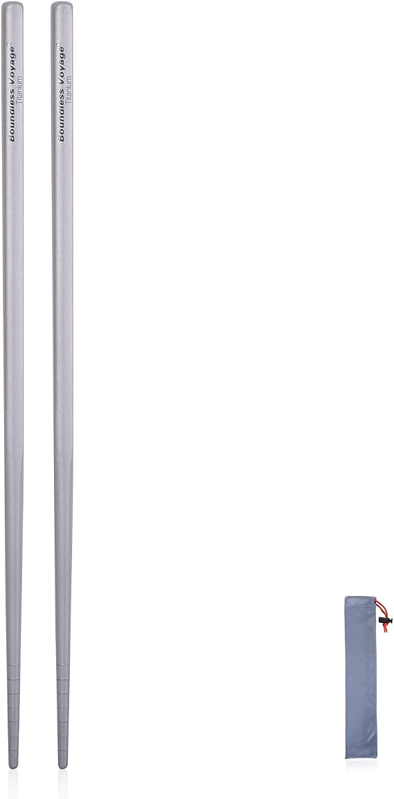iBasingo 23cm / 9" Titanium Chopsticks Ultralight Camping Utensil Ti1001T