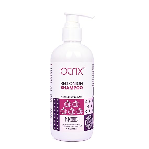 Otriix Red Onion Shampoo | For Healthy Hair Growth, Anti-Hair Fall, and Scalp Nourishment | Natural Formula with Biotin & Keratin | No Sulfate or Paraben | Shampoo For Women and Men | 300ml/10.14floz.