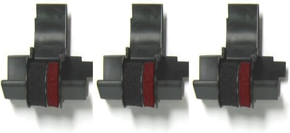 3 x COMPUMATIC Compatible/Replacement for IR-40T EA772R Black/Red Ink Rollers, Works for SHARP EL-1750V, EL-1801V, EL1801P, EL1801PIII, EL2192, EL2620, and more