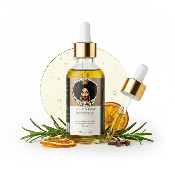 AILES Biotin Rosemary Hair Oil for Hair Growth and Thickening | Intense Scalp Serum with Cloves, Castor & Argan Oil | Hair Regrowth Treatment for Damaged, Dry, Thinning Hair | 59 ml (2 oz)