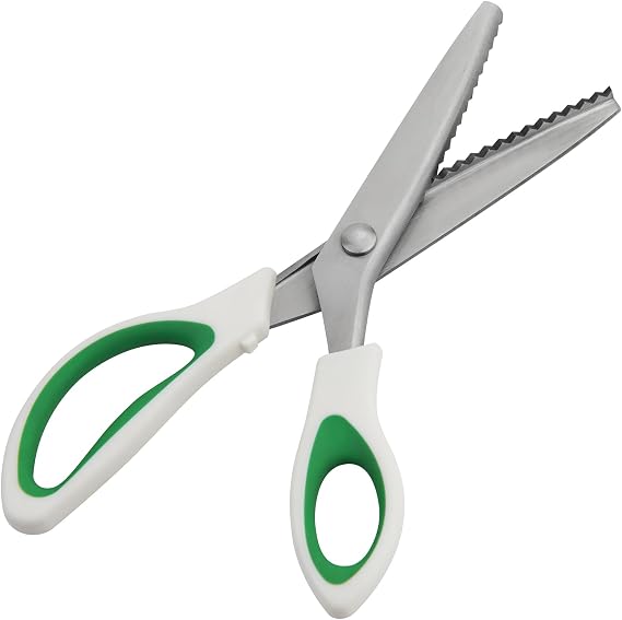 Fri4Free Pinking Shears, 9" Zig Zag Craft Scissors Decorative Edge, Pinking Shears for Fabric Cutting, Professional Dressmaking Sharp Comfort Grips Scrapbook Fabric Sewing Scissors