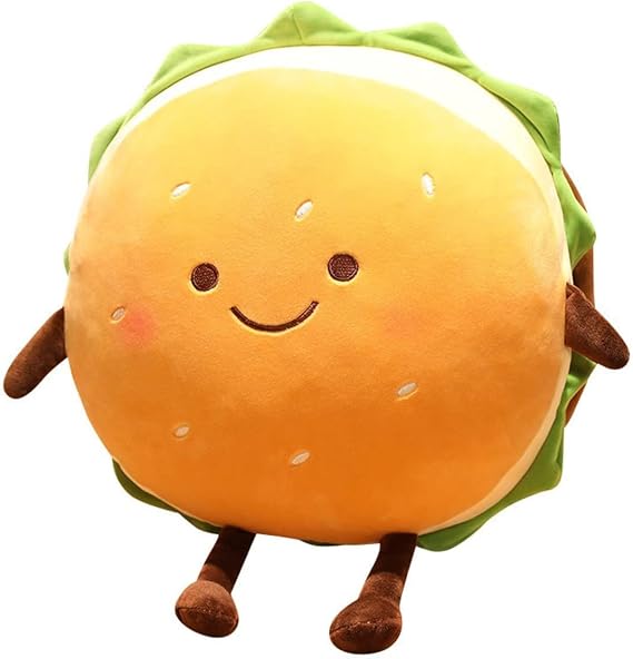 Goylmc Hamburger Plush Toy - Hamburger Stuffed Toys - Cute Food Plush Pillow - Room Decor Holiday Birthday for Kids Boys Girls (6")