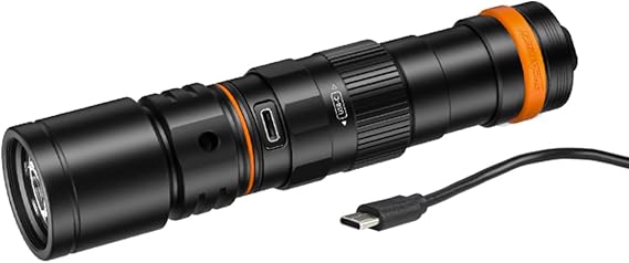 ORCATORCH OcraTorch DC710 USB-C Direct Charging 3000 Lumens Dive Light, Black