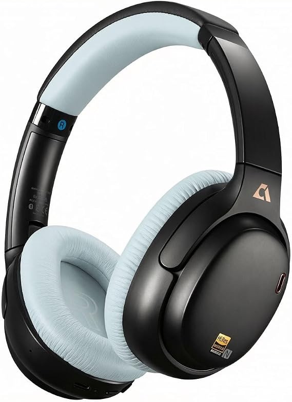 1Mii E700 Noise Cancelling Headphones Bluetooth Wireless LDAC Hi-Res, Black-Cyan