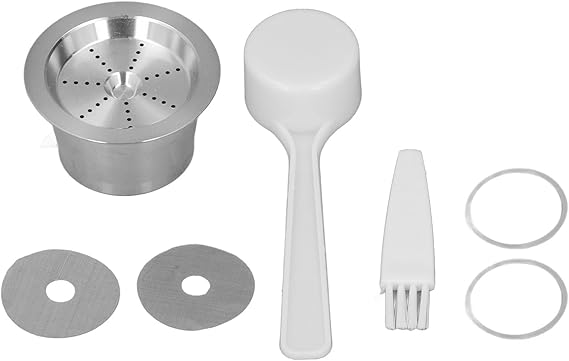 Refillable Coffee Capsules Reusable Stainless Steel Coffee Pods Double Filtration System for CAFFITALY Series Coffee Machines Includes Brush Spoon Silicone Rings