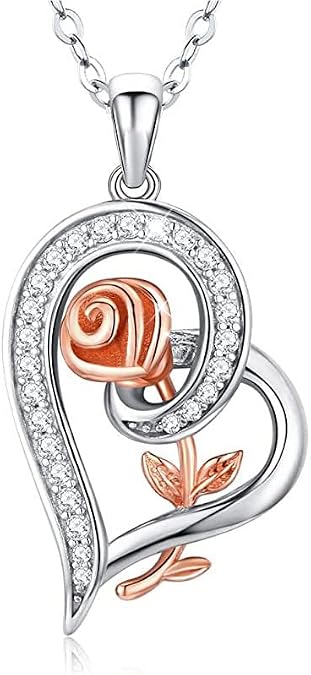 FOREVER QUEEN Sunflower Necklace Ring for Women S925 Sterling Silver Heart Necklace Jewelry,You are My Sunshine Pendant Necklaces Ring Jewelry Gifts for Women Girls Mom Wife