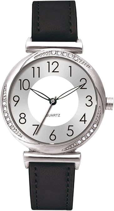 NUOVO Women's Watch Ladies Quartz Watch with Crystal Accents Purple Leather Band Silver Dial