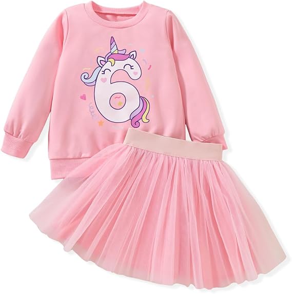 6th Birthday Girl Outfit 6 Year Old Six Sweatshirt Tutu Skirt Fall Clothes