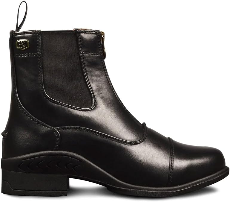 Ovation Kids' Quantum Zip Paddock Boots - Classic Style Lightweight Horse Riding Equestrian Footwear w/Front Zip, Unisex Fit