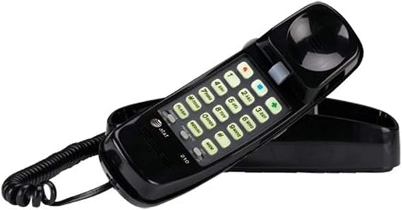 AT&T 210 Basic Trimline Corded Phone, No AC Power Required, Wall-Mountable, Black | No AC Power Required, Wall-Mountable