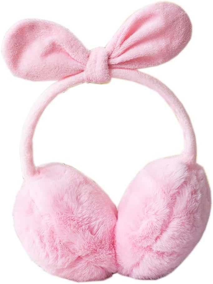 Ear muffs for Women Girls Cute Butterfly Faux Fur Ear Warmers Cover Earmuffs Outdoor Pink
