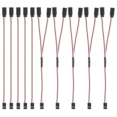 MMOBIEL 10 x 5 3 Pin RC Servo Extension Cable / 5 Servo Y Cable for Servo Connection Extension Control Board of RC Drones Car Robot etc.