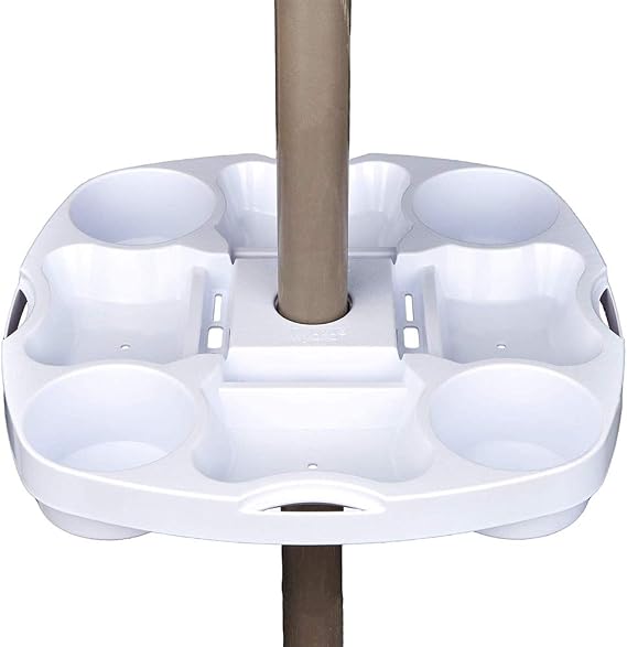 Myard Umbrella Table Tray 15 Inches for Beach, Patio, Garden, Swimming Pool with 4 Drink Holder, 4 Holes Bundle with Umbrella Cone Wedge Spacer fits Patio Table Hole Opening or Base 1.8 to 2.4 Inch