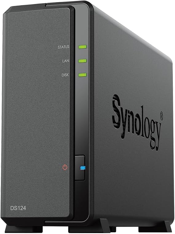 Synology DiskStation DS124 1-Bay 3.5inch Diskless 1xGbE NAS (Tower), Realtek RTD1619B quad-core. 1.4GHz, 1GB RAM, 2xUSB3 - 2 yr - Launch date 19JUL23