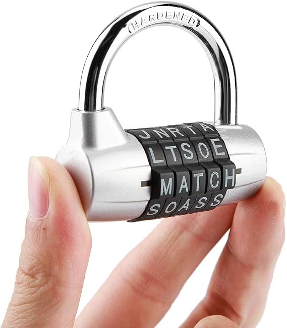 5 Digit Combination Padlock 5 Letter Word Lock Security Password Code Lock for School Gym Locker, Toolbox, Cabinet, Suitcase, 6.5 x 5. 7X 4.cm(Silver)