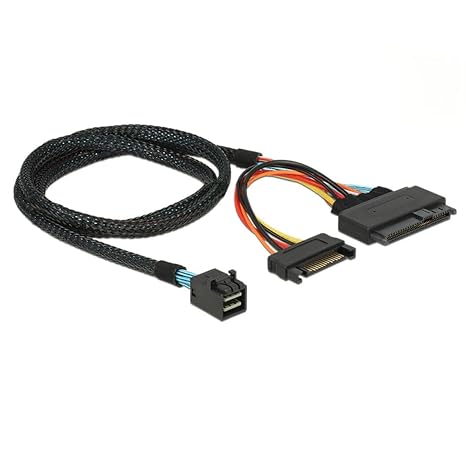 chenyang PCIe 4.0 SFF-8643 to SFF-8639 Cable with SATA Power for U.2 SFF-8639 NVME SSD Motherboard Internal Expansion 1.64FT/0.5M
