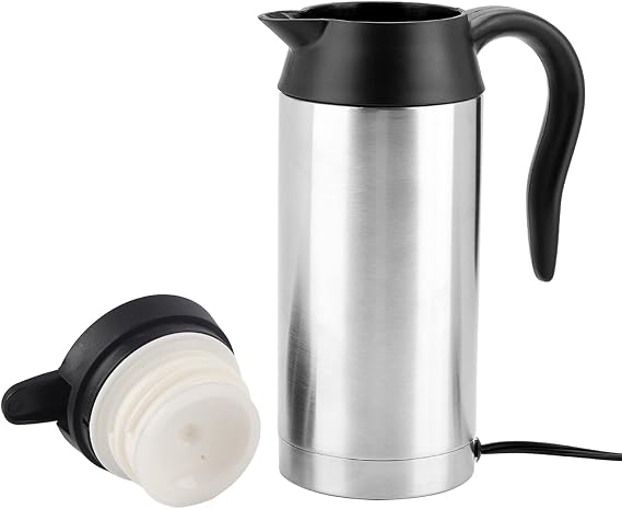 750ml 24V Water Heater, 304 Stainless Steel Portable Coffee Maker Travel Car Truck Kettle Water Heater Bottle for Tea Coffee Drinking