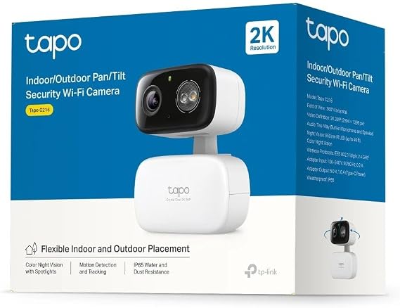 TP-Link Tapo C216 | İç ve Dış Mekan Wi-Fi Güvenlik Kamerası | 2K 3MP Netlik | 360° Pan/Tilt Hareketli | Renkli Gece Görüşü | AI Bebek Ağlaması ve Kişi Algılama | Akıllı Takip | Bulut/SD Kart Depolama