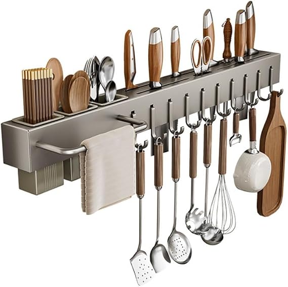 SONGCHAO Pantry Cabinet Kitchen Storage Rack Kitchen Supplies Storage Rack Multi-Functional Punch-Free Kitchen Utensil Rack Wall-Mounted Storage Rack Kitchen Organizers and Storage